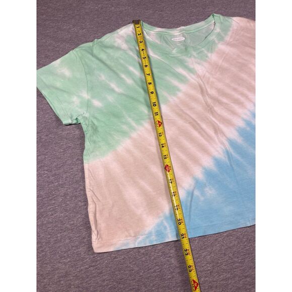 Old Navy Women's Blue Green Tie Dye Cropped Short Sleeve T-Shirt Size Large - Picture 6 of 7